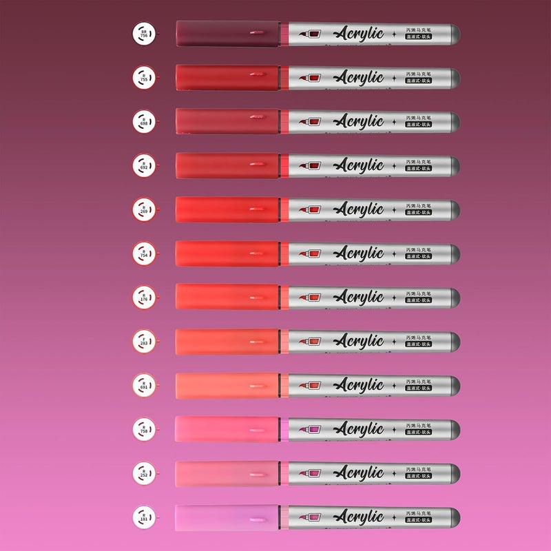 ZZWUAPT Red Acrylic Paint Pens,12 Color Paint Pen Markers,Brush Tip Paint Pens for Rock Painting Wood Glass Ceramic Canvas Stone DIY Crafts Making Art Supplies - Image 3